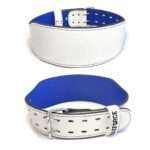 CINTURÃO DE FIVELA EM COURO | BRANCO/ AZUL - G